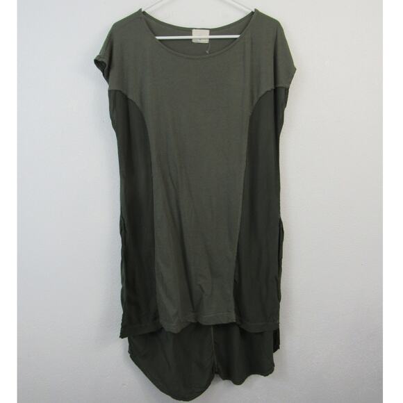 T.la Small Provincetown Top Anthropologie Women's Olive Green Tunic Split Hem - Picture 2 of 7